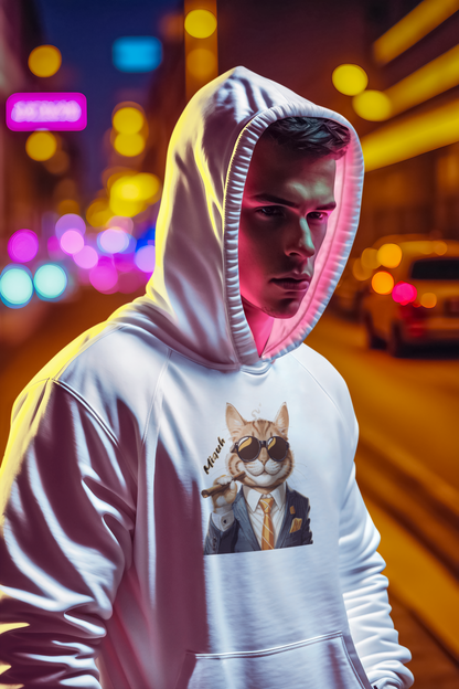 Nerdcat "Miauh" Tier Katzen Hoodie Kaputzenpullover für Männer