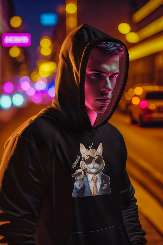 Nerdcat "Miauh" Tier Katzen Hoodie Kaputzenpullover für Männer