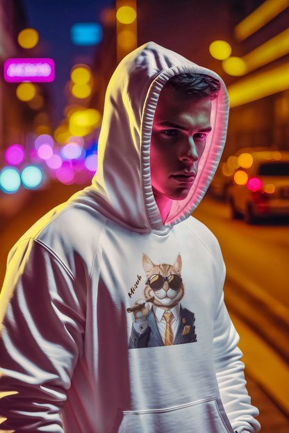 Nerdcat "Miauh" Tier Katzen Hoodie Kaputzenpullover für Männer