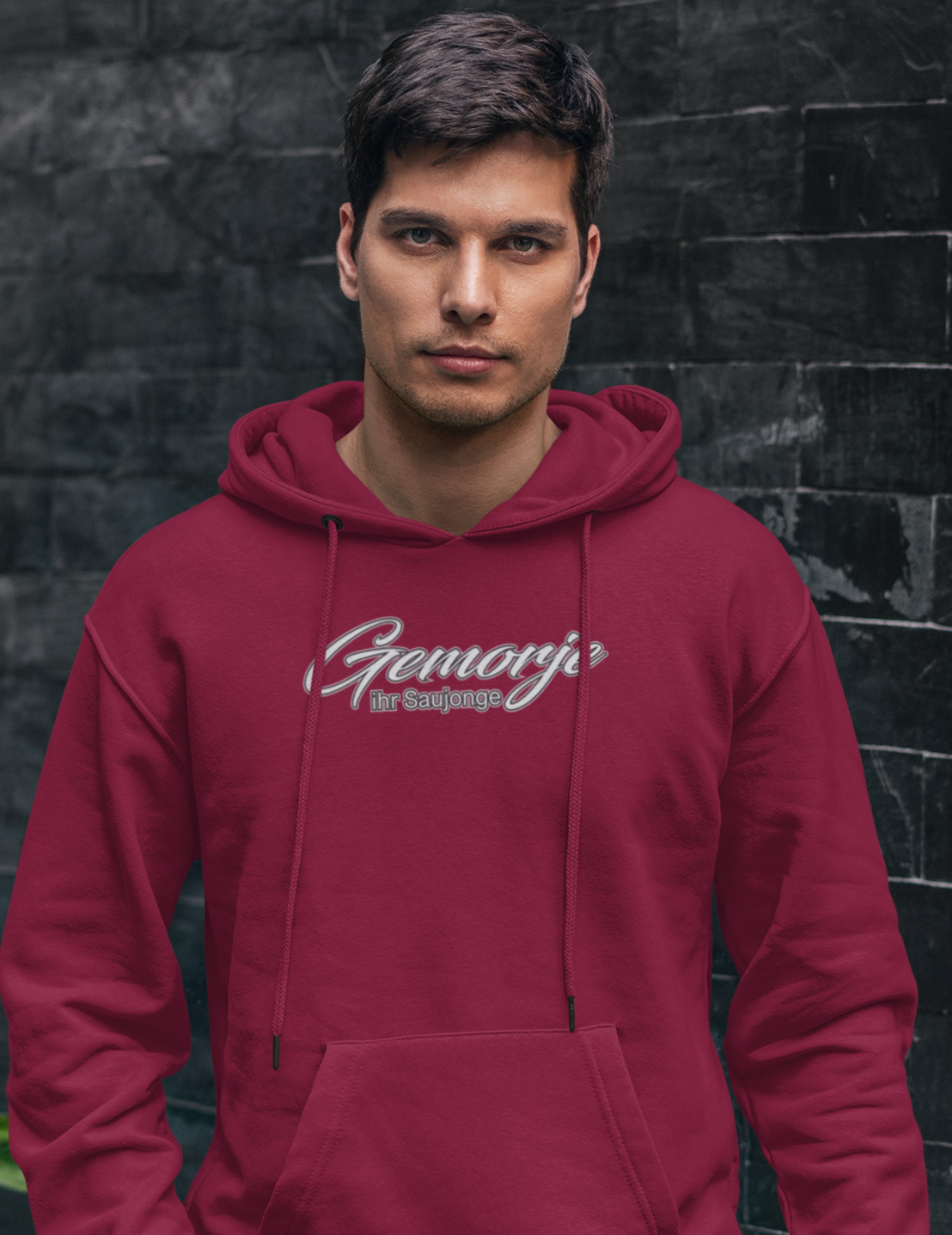 "Gemorje ihr Saujonge" Siegerländer Platt Männer Hoodie Kaputzenpullover 57-Line