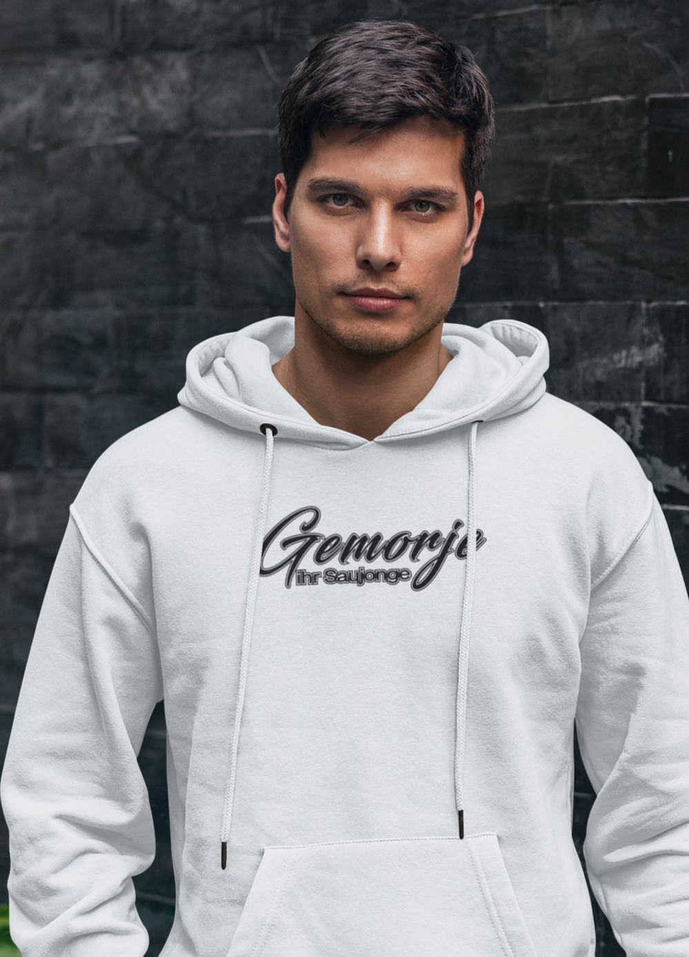 "Gemorje ihr Saujonge" Siegerländer Platt Männer Hoodie Kaputzenpullover 57-Line