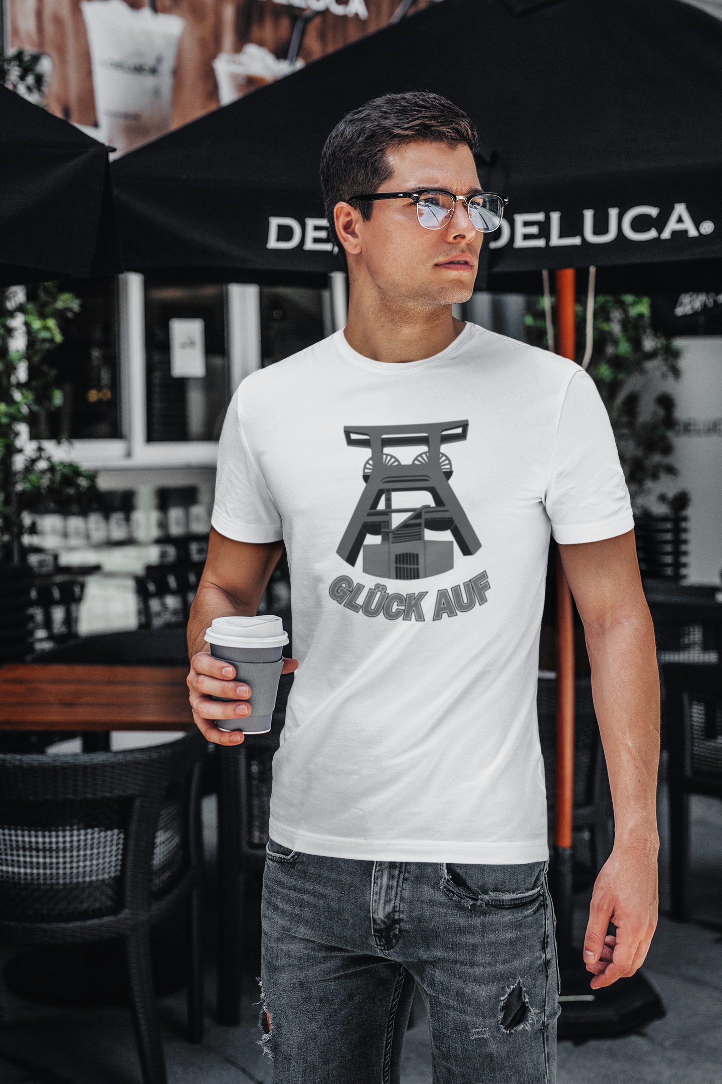 "Doppelbock Förderturm" Bergbau Shirt für Männer