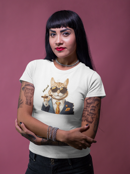 Nerdcat "Miauh" Tier Katzen Shirt für Frauen