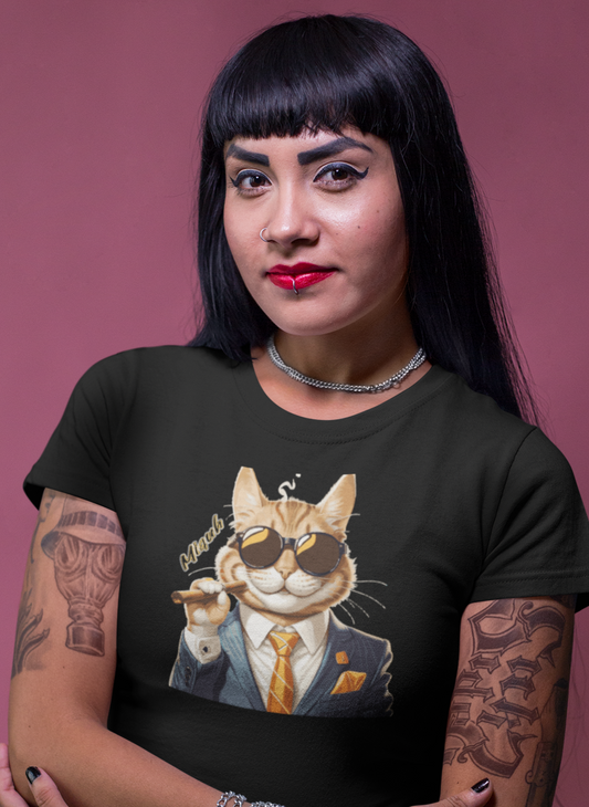 Nerdcat "Miauh" Tier Katzen Shirt für Frauen