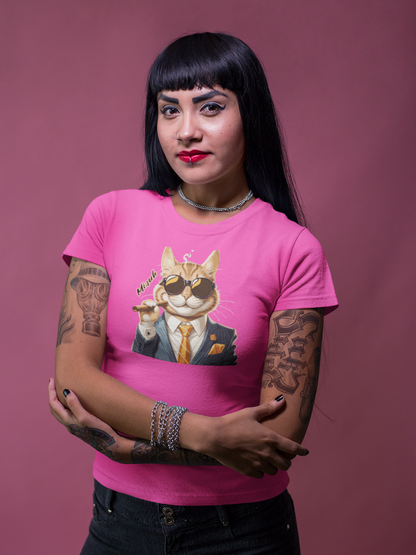 Nerdcat "Miauh" Tier Katzen Shirt für Frauen