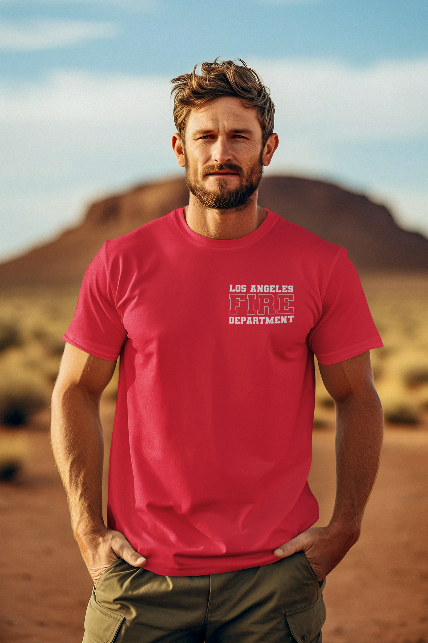 Los Angeles Fire Department Feuerwehr BEIDSEITIGER DRUCK kult Shirt Männer unisex